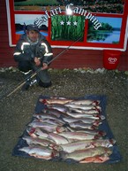 Masser af gode fiskesteder, her 2 dages fangst i Willestrup