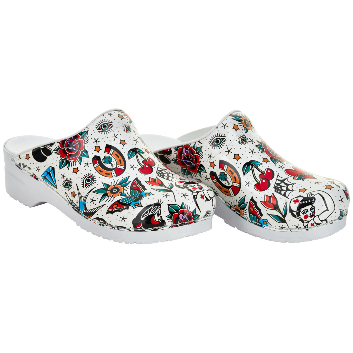 sanita white clogs