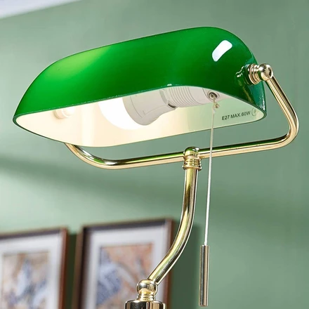 Milenka Table Lamp Polished Brass/Green - Lindby - Buy online