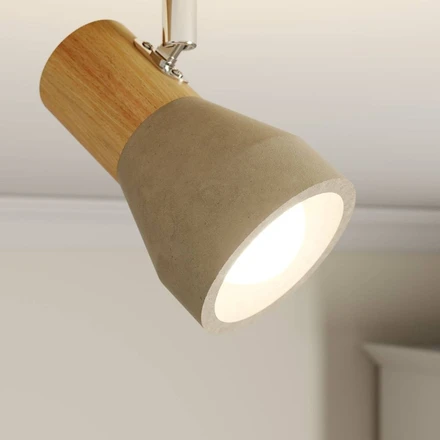 Filiz - plafonnier LED béton et bois, 3 lampes de LINDBY