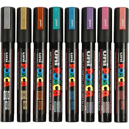 Cc hobby Marcador Posca, oro, plata, blanco, trazo 0,9-1,3