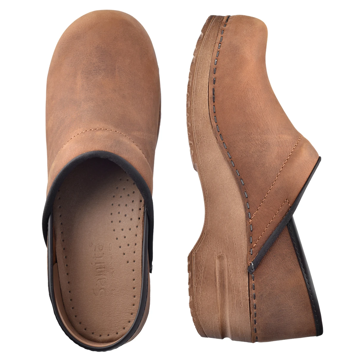 Sanita oiled leather on sale clogs