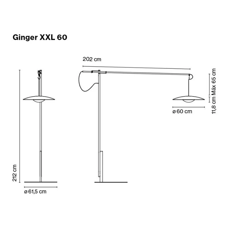 Ginger XXL 60 Lampadaire Arc Wengé par Marset