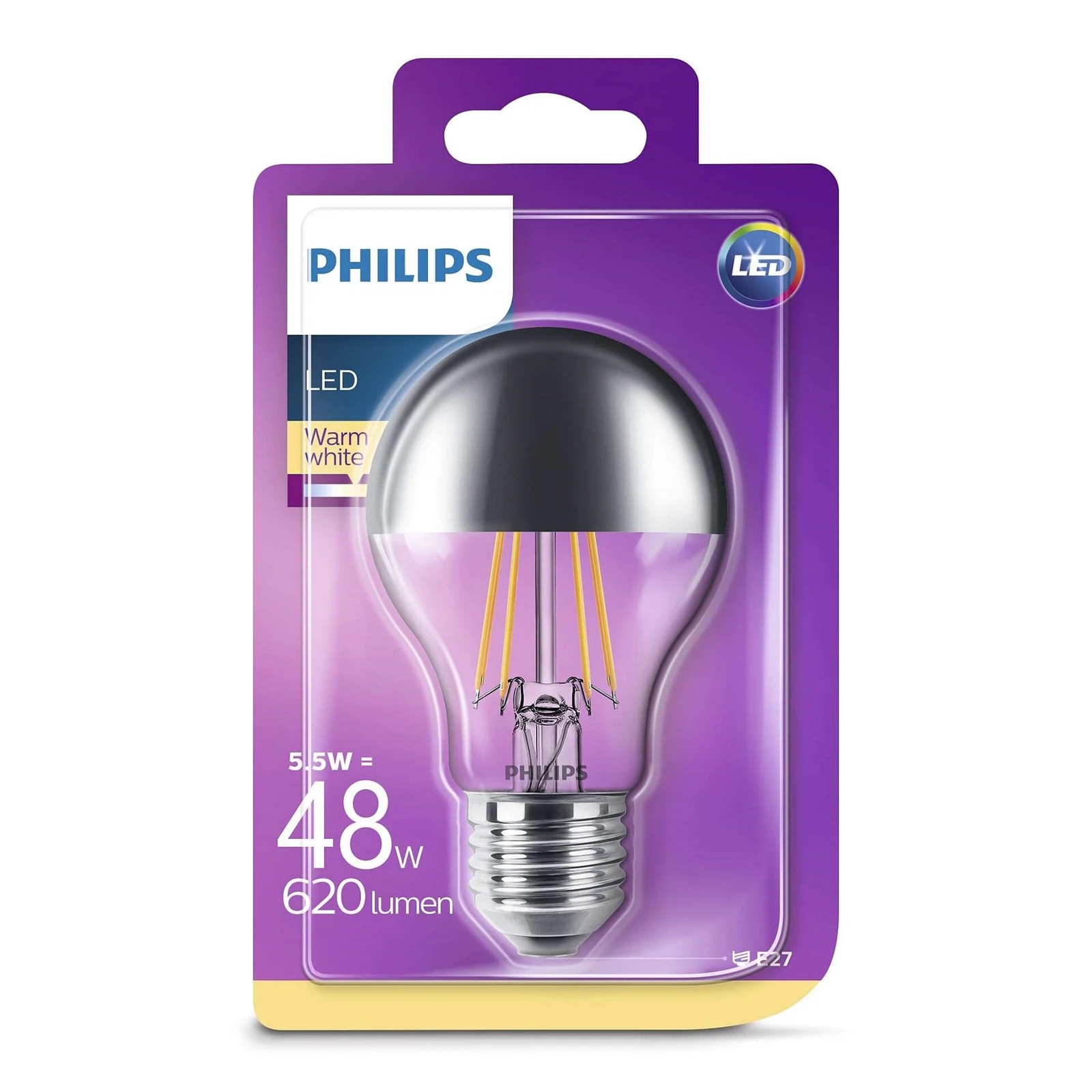 Bulb LED 7,2W Filament Top-Mirrored (650lm) E27 - Philips - Buy online