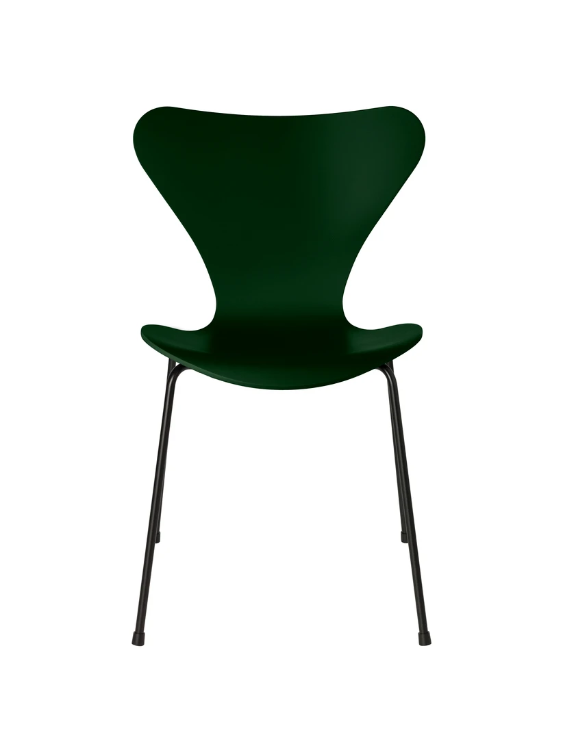 Syver stol lakeret evergreen sort stel af Arne Jacobsen K b 3107