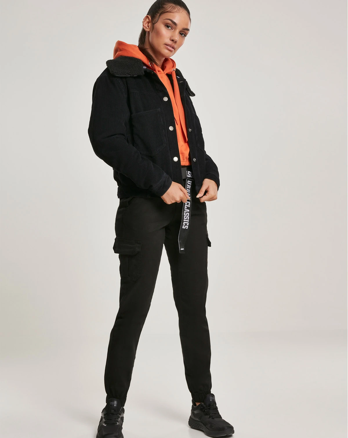 Buy Urban Classics Ladies Back Money Corduroy Sherpa STAR ARMY | | Guarantee Oversized Jacket
