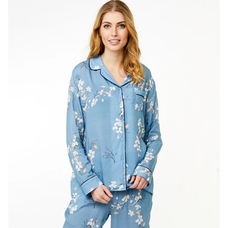 Petite Long Sleeve Top Pant Pajama Set