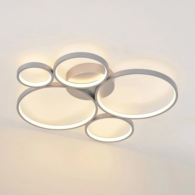 Lindby Jorven plafonnier LED, 5 cercles, dimmable
