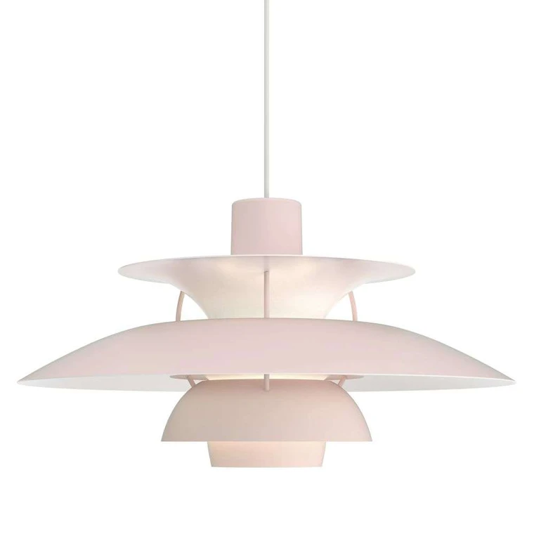 Louis Poulsen PH 5 hanging lamp blue rose peach - LIVING AND CO.