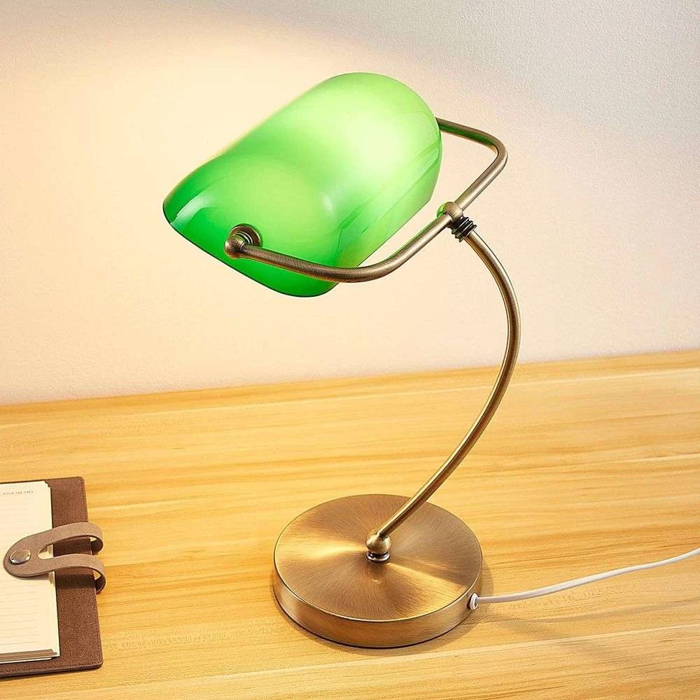 Selea Table Lamp Glossy Green/Brass - Lindby - Buy online