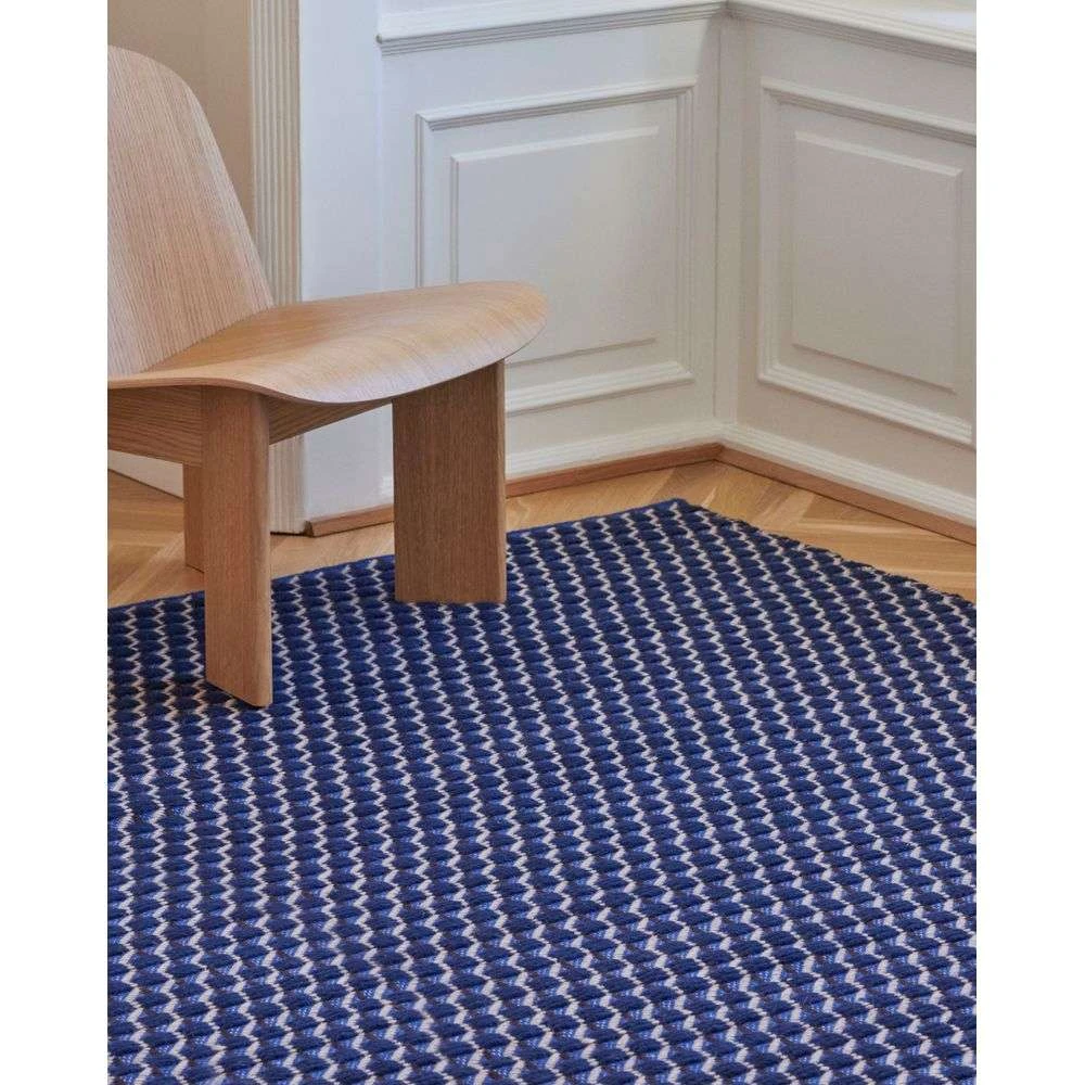 Blue and on sale white rug