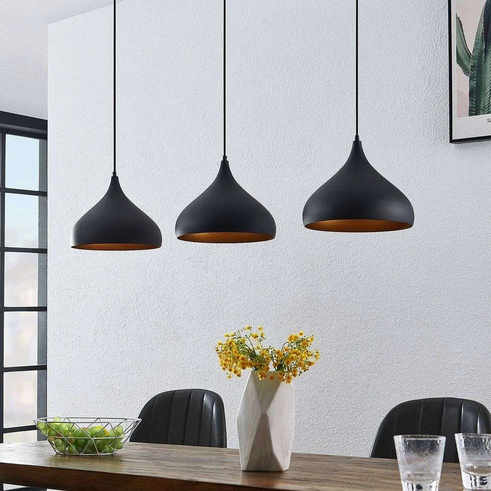 Gold black pendant deals light