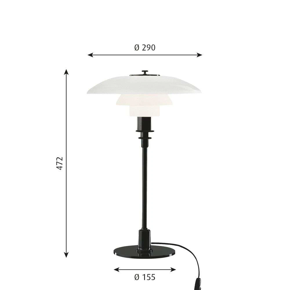 Louis Poulsen PH 3½-2 ½ Glass Table Lamp, Chrome