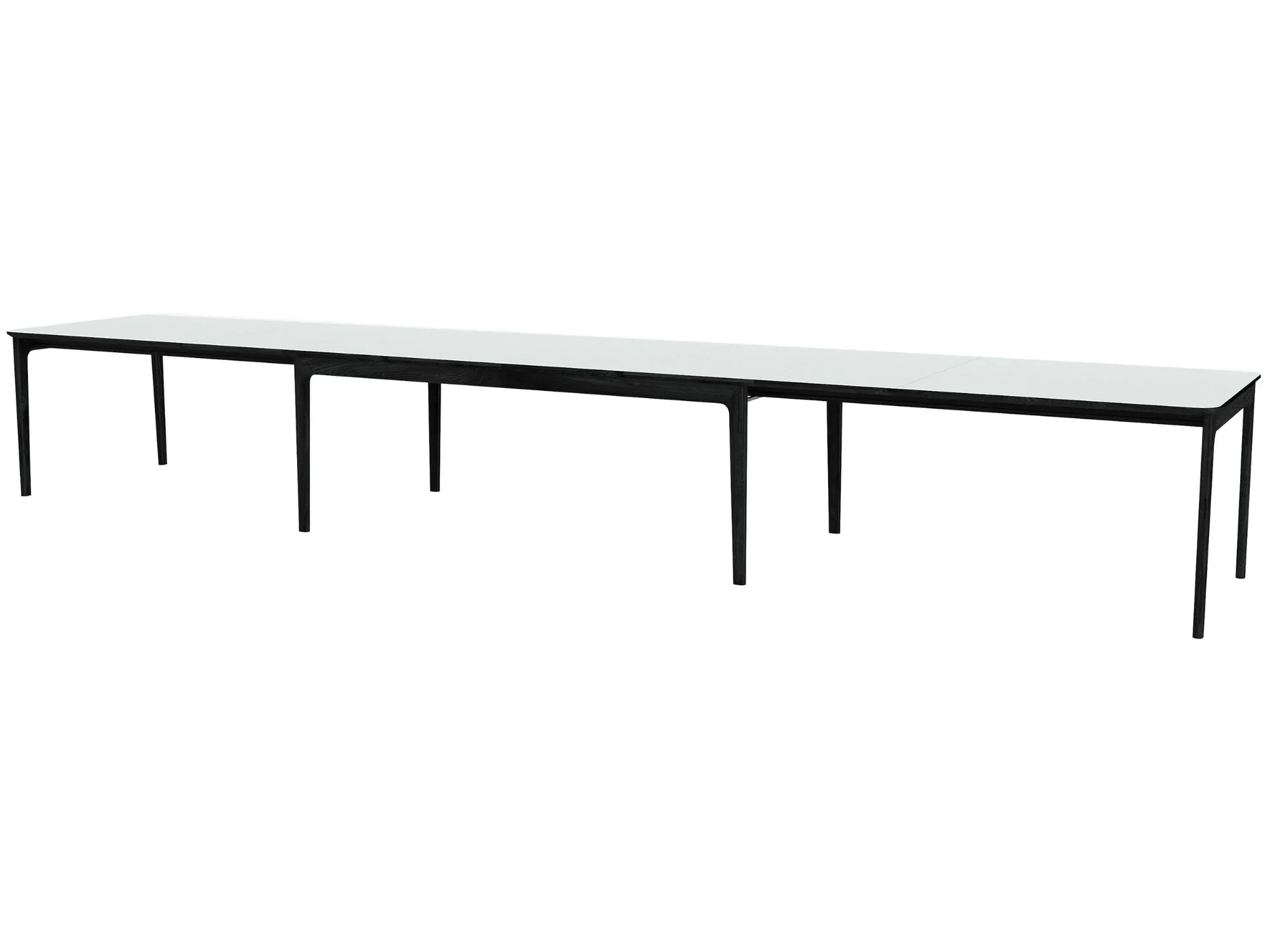 Skovby SM 27 spisebord inkl. 3 tillægsplader - hvid laminat m. sort eg stel