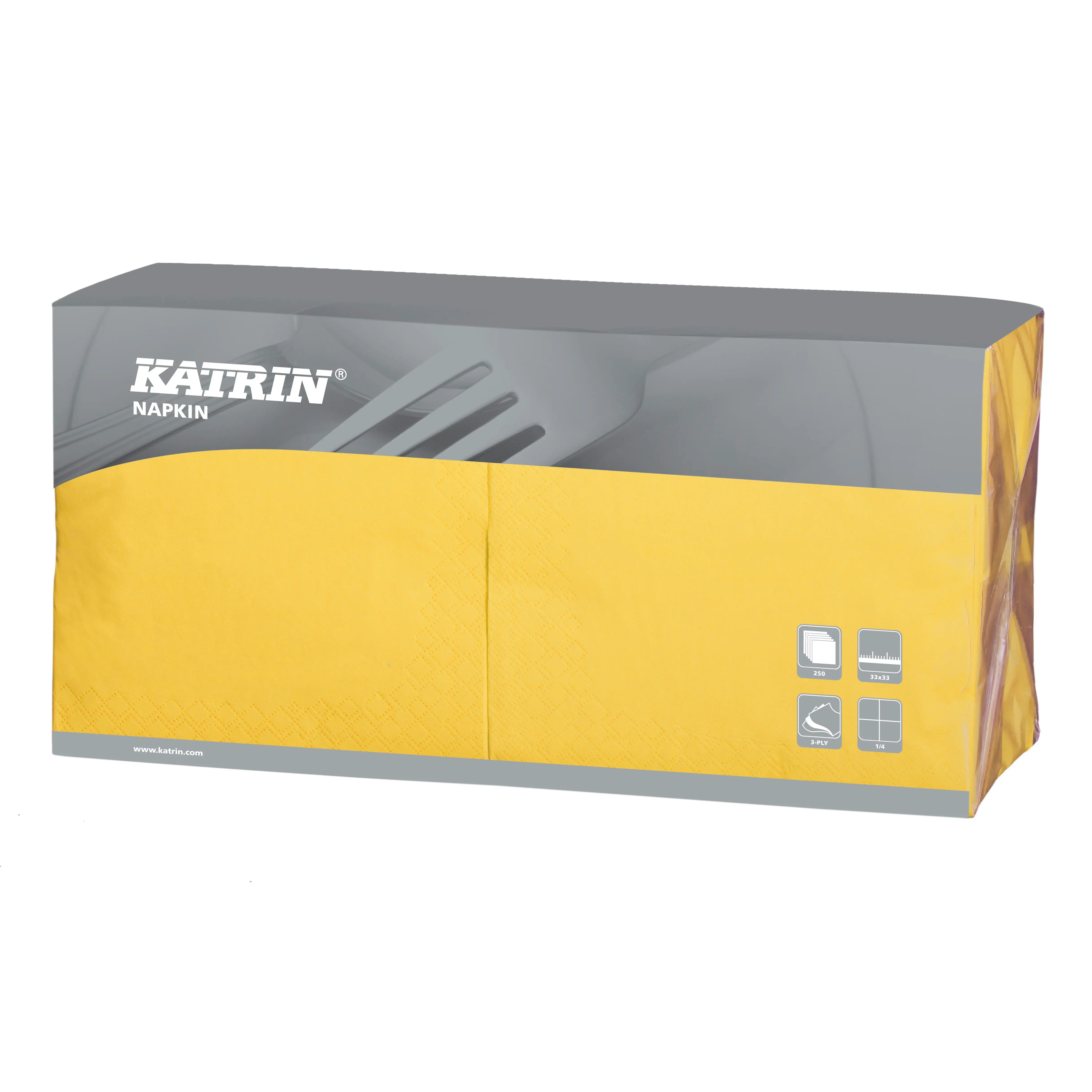 Servietter Katrin 1/4 Fold - 3-lags gul - 33 cm - x 250 stk - Køb billigt på Grafical.dk