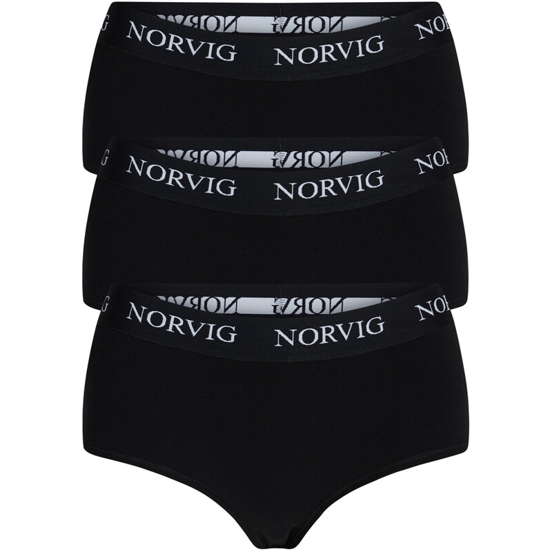 Se Norvig 3-pack Hipster Trusse, Farve: Sort, Størrelse: XS, Dame hos Netlingeri.dk