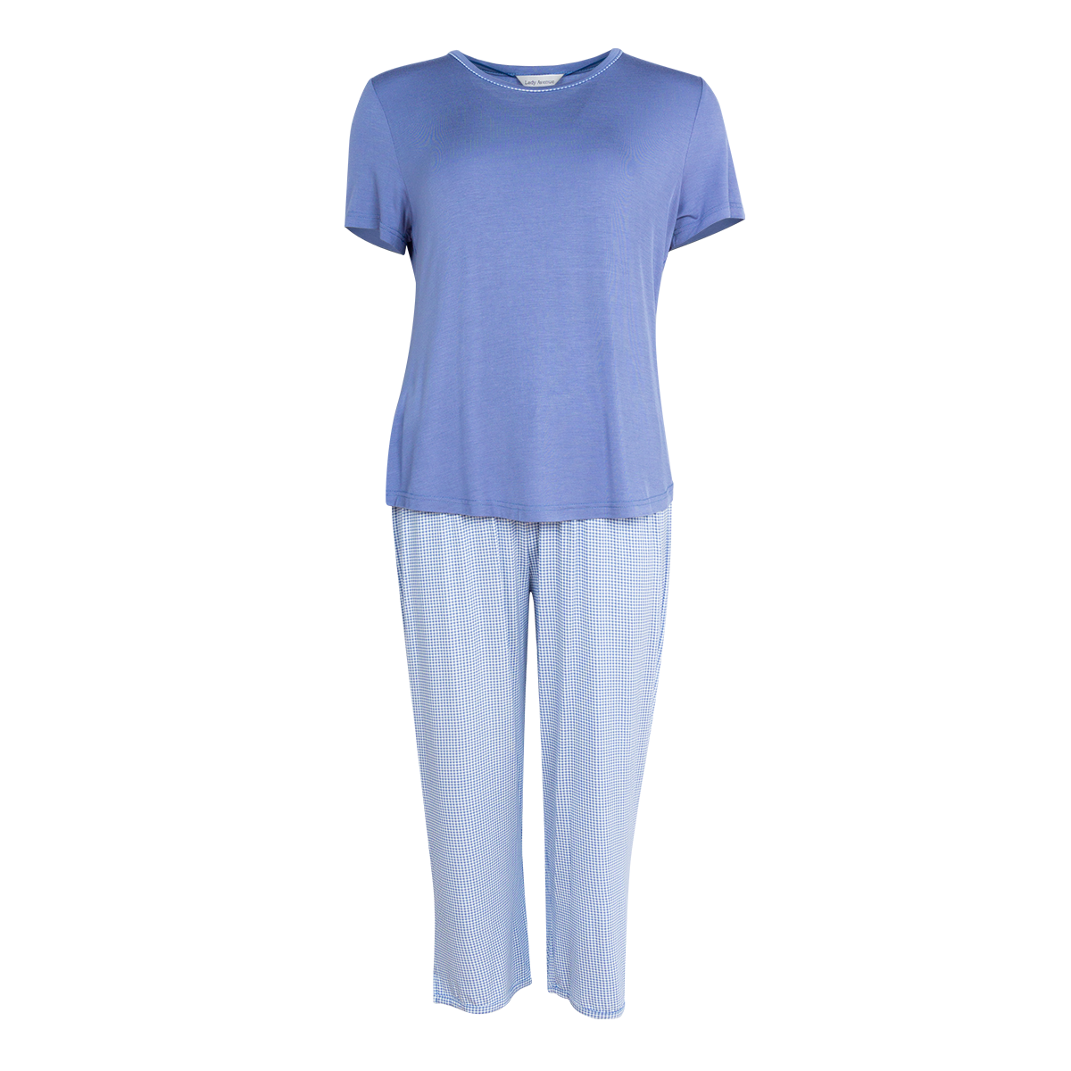 Lady Avenue Bamboo Pyjama, Kleur: Blauw Pepita