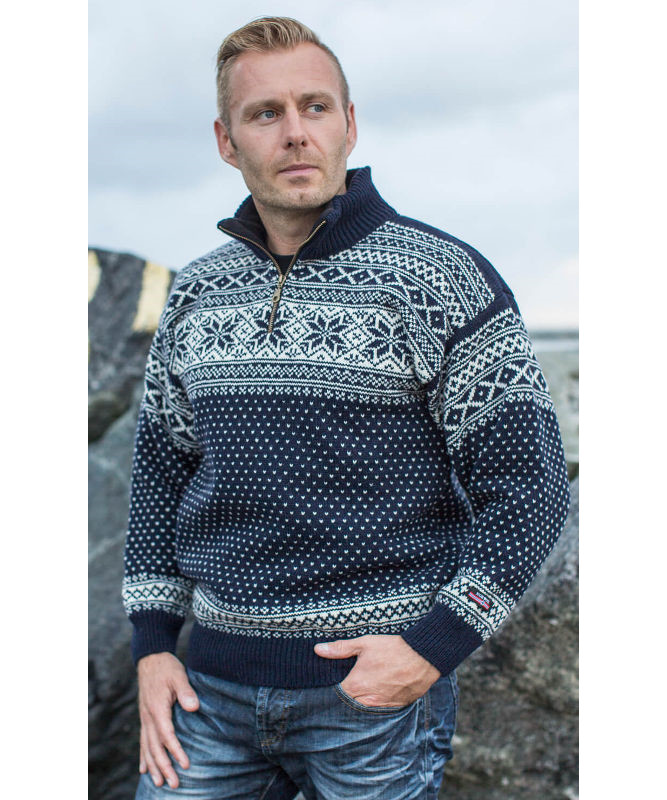 Se Norwool norsk sweater (Navy, L) hos Specialbutikken