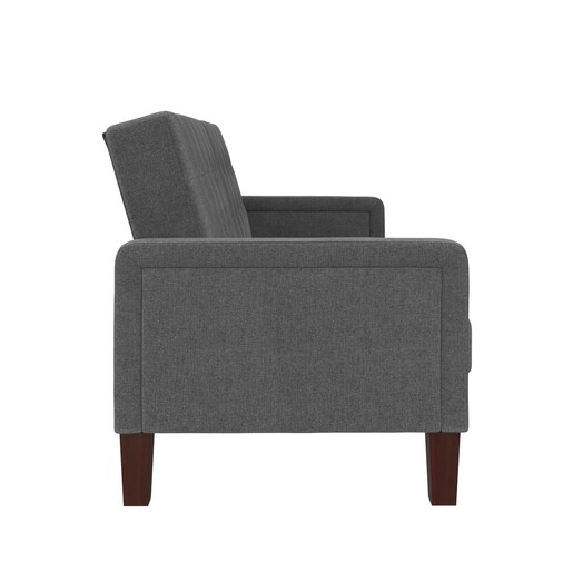 Schlafsofa Porter Futon, mit Knopfheftung, Breite 200 cm, Stoff Linen Look, in grau