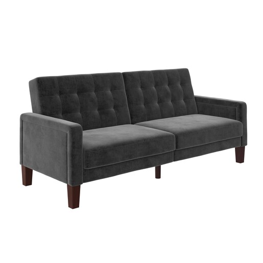 Schlafsofa Porter Futon, mit Knopfheftung, Breite 200 cm, in velvet grau