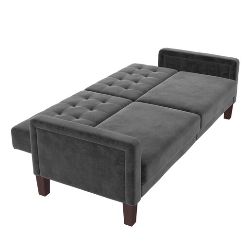 Schlafsofa Porter Futon, mit Knopfheftung, Breite 200 cm, in velvet grau