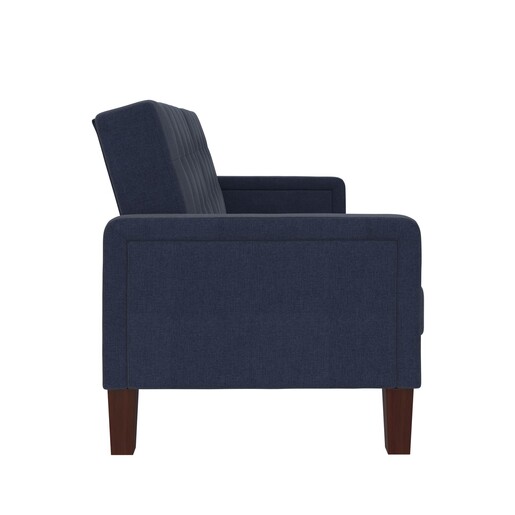 Schlafsofa Porter Futon, mit Knopfheftung, Breite 200 cm, Stoff Linen Look, in navy