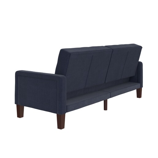 Schlafsofa Porter Futon, mit Knopfheftung, Breite 200 cm, Stoff Linen Look, in navy