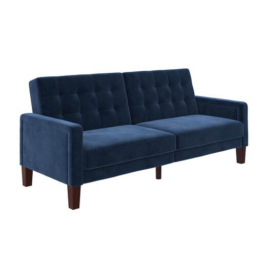 Schlafsofa Porter Futon, mit Knopfheftung, Breite 200 cm, in velvet blau