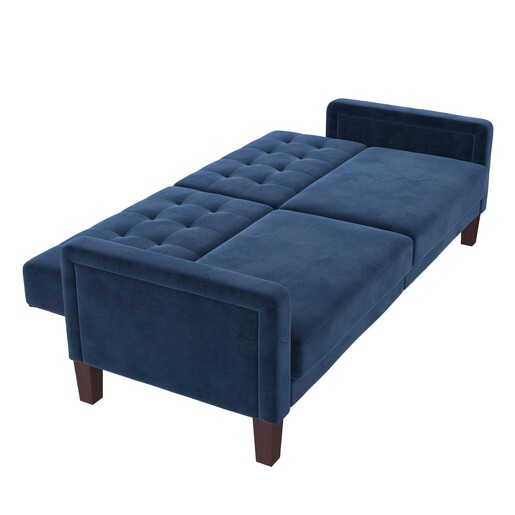 Schlafsofa Porter Futon, mit Knopfheftung, Breite 200 cm, in velvet blau