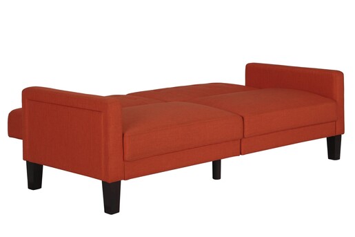 Schlafsofa Porter Futon, mit Knopfheftung, Breite 200 cm, Stoff Linen Look, in koralle farbe