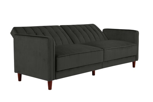 Schlafsofa Pin Bezug in Samtoptik, Breite 207 cm in grau