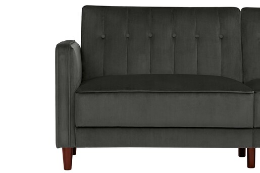 Schlafsofa Pin Bezug in Samtoptik, Breite 207 cm in grau