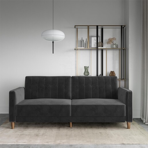 Schlafsofa Pin Bezug in Samtoptik, Breite 207 cm in grau