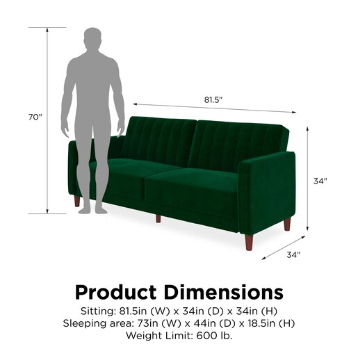 Schlafsofa Pin Bezug in Samtoptik, Breite 207 cm in grün