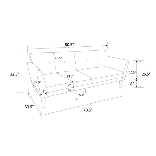 Schlafsofa Regal Bezug aus Leinenstoff, Holzbeine, Breite 204,5 cm in gelb