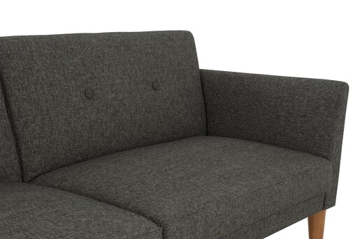 Schlafsofa Regal Bezug aus Leinenstoff, Holzbeine, Breite 204,5 cm in grau