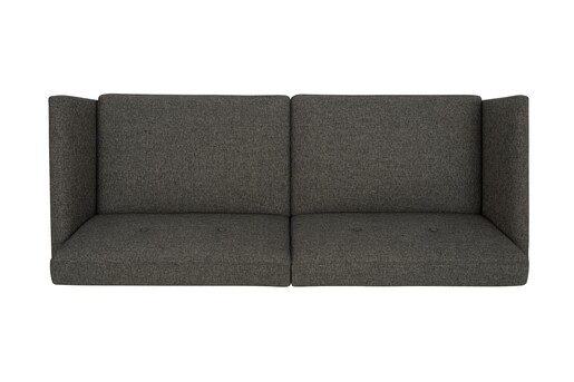 Schlafsofa Regal Bezug aus Leinenstoff, Holzbeine, Breite 204,5 cm in grau