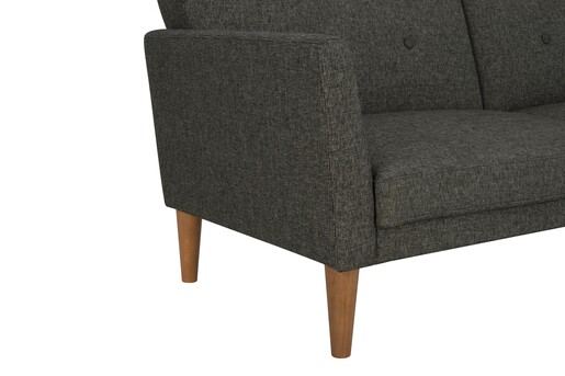 Schlafsofa Regal Bezug aus Leinenstoff, Holzbeine, Breite 204,5 cm in grau