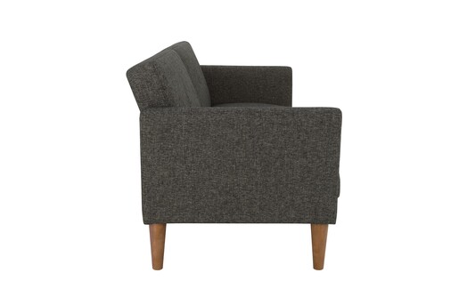 Schlafsofa Regal Bezug aus Leinenstoff, Holzbeine, Breite 204,5 cm in grau