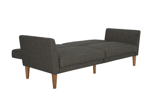 Schlafsofa Regal Bezug aus Leinenstoff, Holzbeine, Breite 204,5 cm in grau