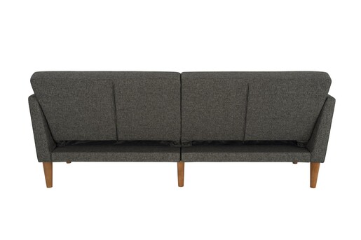 Schlafsofa Regal Bezug aus Leinenstoff, Holzbeine, Breite 204,5 cm in grau