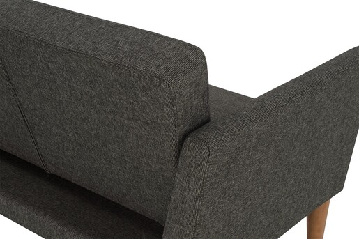 Schlafsofa Regal Bezug aus Leinenstoff, Holzbeine, Breite 204,5 cm in grau