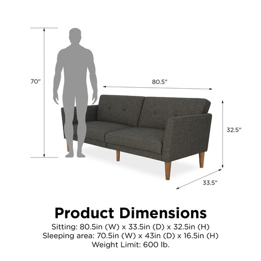 Schlafsofa Regal Bezug aus Leinenstoff, Holzbeine, Breite 204,5 cm in grau