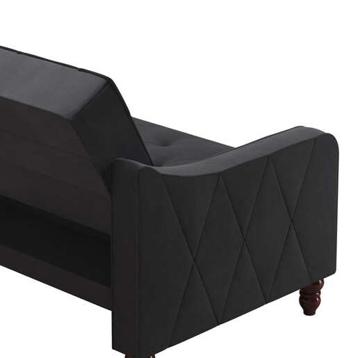 Schlafsofa Vintage Bezug in Samtoptik, Diamant-Steppung, Breite 207 cm in grau