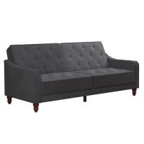 Schlafsofa Vintage Bezug in Samtoptik, Diamant-Steppung, Breite 207 cm in grau