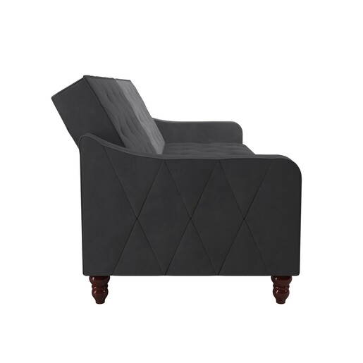 Schlafsofa Vintage Bezug in Samtoptik, Diamant-Steppung, Breite 207 cm in grau