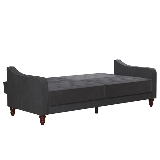 Schlafsofa Vintage Bezug in Samtoptik, Diamant-Steppung, Breite 207 cm in grau