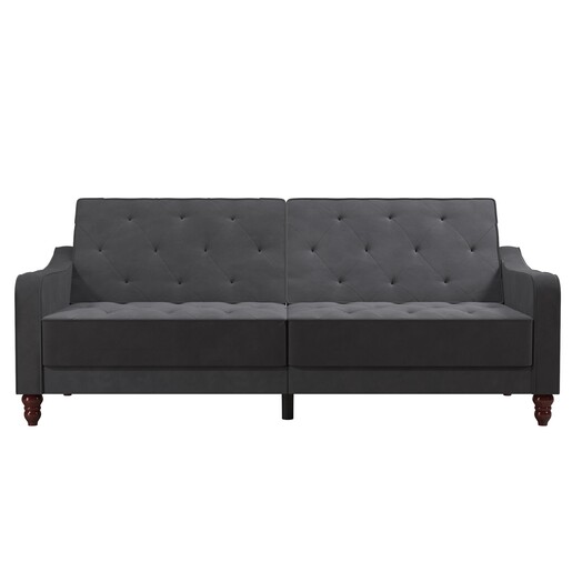 Schlafsofa Vintage Bezug in Samtoptik, Diamant-Steppung, Breite 207 cm in grau