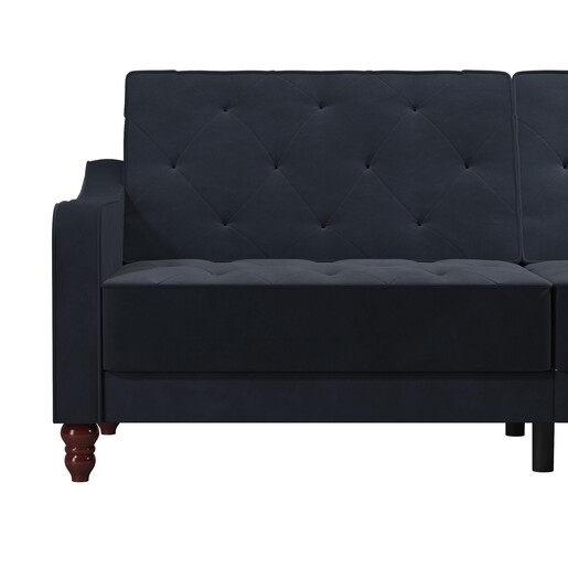 Schlafsofa Vintage Bezug in Samtoptik, Diamant-Steppung, Breite 207 cm in blau