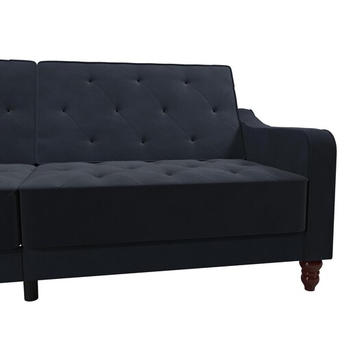 Schlafsofa Vintage Bezug in Samtoptik, Diamant-Steppung, Breite 207 cm in blau